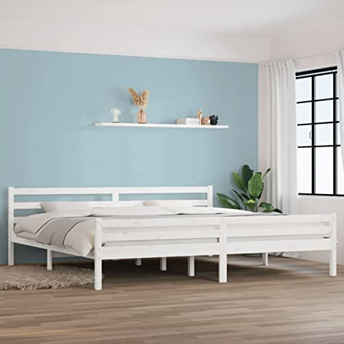 Buzaza Massivholzbett Bettgestell Bed Frame Bett Mit Bettkasten Hausbett Bett Massivholz Weiß 200x200 cm - 814840