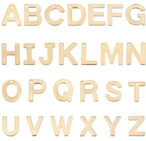Beebeecraft 1 Scatola 3 Set 78 Pezzi Ciondoli Alfabeto Oro Sfuso 304 ciondoli Lettera in Acciaio Inossidabile Ciondoli Maiuscoli AZ Pendenti per La Creazione di Gioielli Forniture di Risultati Fai da