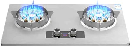 Cuisinière À Gaz Double Brûleur,support À Casseroles En Cuivre Moulé En Acier Inoxydable,cuisinière Convertible GN/GPL,bureau Intégré Double Usage,avec Protection Contre Extinction Et Synchronisation(
