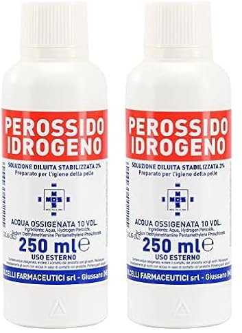 Olcelli Farmaceutici Perossido d’idrogeno soluzione diluita in acqua depurata 3% - Bottiglia 250 ml (Confezione da 2)