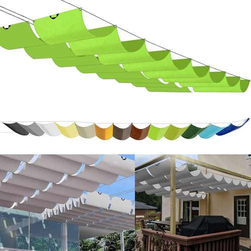 Einziehbares Sonnensegel 4x6m, nach Maß Pergola Markise Verstellbar Schattenabdeckung 95% UV-Schutz & reißfest Inkl. Montageseilen für Terrasse/Pergola Neongrün
