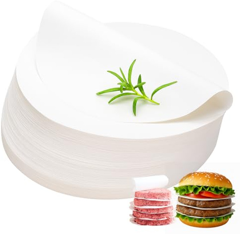 Hugwish 1000 Pièces papier steak haché Rond 13 cm pour presse steak haché Ø 13 cm, papier sulfurisé 13cm pour presse steak haché machine steak haché (1000, 13cm)