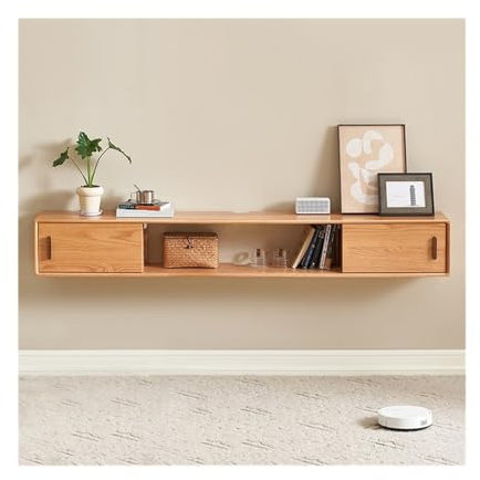UQACHG Meuble TV Flottant en Chêne, Meuble TV Mural, Console Multimédia avec Portes Coulissantes, Étagère TV Flottante pour Salon, Meuble TV De Chambre,One Color-1600x250x250mm