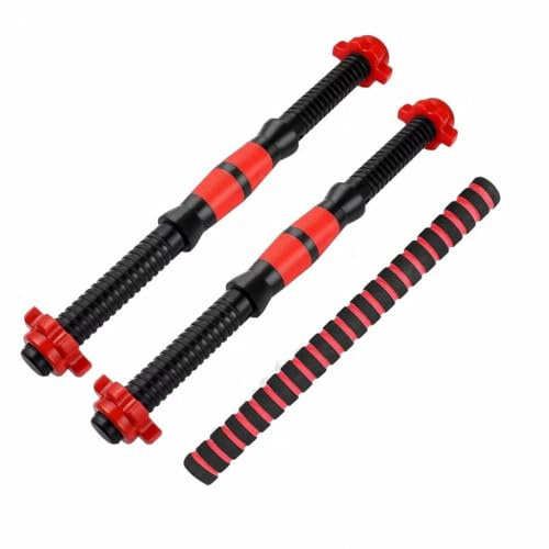 Hantelstänger, hantelstång, set med 3, 47 cm hantelstång + 40 cm vevstakar + 4 stycken hantellådsmuttrar lämplig för hantelskivor med en diameter på 25 mm, hantelhandtagsset med gänga, halkfria
