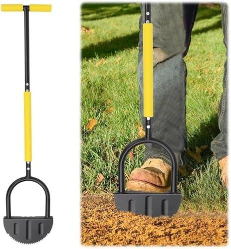 Rasenkantenstecher mit Stiel 108 cm, Sägezahn-Rasenkantenschneider, Halbmond Kantenstecher Rasen für Gehwege, Gartenkanten, Hof