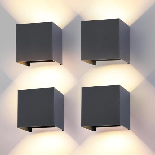 wisdom line Applique da Esterno/Interno 4 Pezzi, Lampada Parete LED 9W 3000K Bianco Caldo, IP65, G9 Incluse, Antracite, per Giardino, Terrazzo