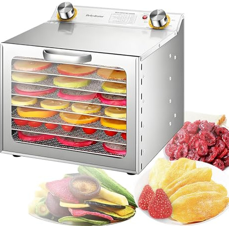 Máquina Deshidratadora y Secadora de Alimentos Liofilizadora Freeze Dryer con Temperatura 30-90℃ Temporizador 0-12h Dehydrator Food Secador para Cecina Frutas Verduras Hierbas 8-layer