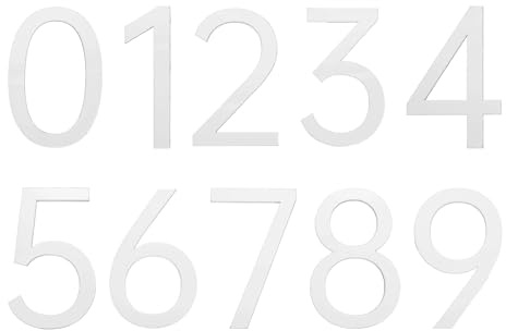 sourcing map 10Pcs 2 Inch House Numbers 0-9, Acrylic Self-adhesive Mailbox Door Stickers, Outdoor Address Signs for Office Hotel Apartments, Garden, Glossy White