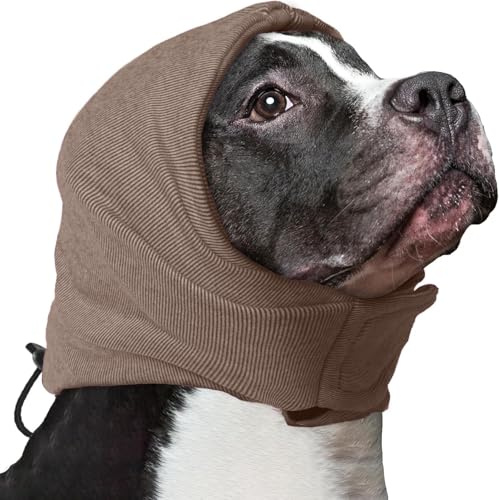 IECOii Hund öronskydd sljud ångestlindring, hundar öronskydd för bad torkning grooming, hundar katt lugnande huva, hundar öronmuffar för fyrverkerier, husdjur hals och öronvärmare, hundöron wrap