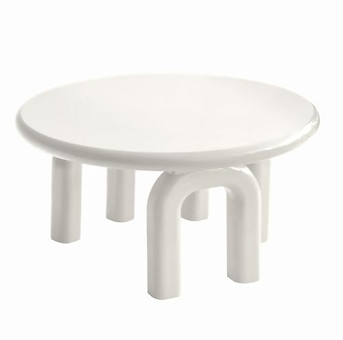 Oviala Table Basse Ronde 80 cm en MDF Effet laqué Ivoire