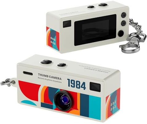 Fotocamera portachiavi,1080P Mini Macchina Fotografica Digitale,Fotocamera per Pollice Video Portatile Compatta Foto e Audio, Ultra Compatta, Type-C, Perfetta per Viaggi, Vlog e Social Media (White)