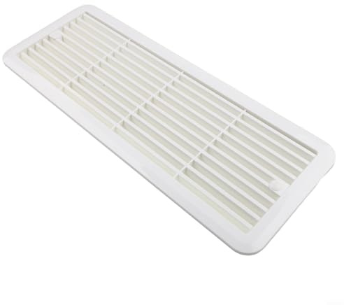 Glomc Rejilla de montaje para rejilla de ventilación de nevera, 483 mm x 186 mm, para refrigeradores de autocaravanas y caravanas, resistente a la intemperie (blanco)
