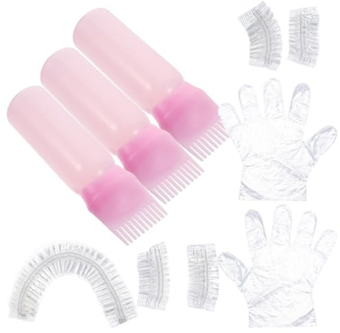 DIYEAH Set de Coloración del Cabello Portátil 1 Juego Botella Aplicadora de Aceite, Guantes Protectores y Gorro para Teñir en Casa o Salón, Kit de Tinte Completo para Cabello Largo,