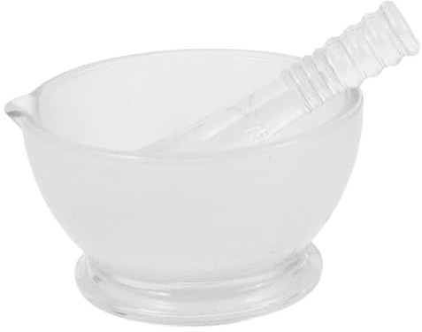 VERDANVERSE Juego de Mortero y Mano de Vidrio para Cocina y Laboratorio con Capacidad de 75 Ml, Resistente a Roturas y Base Antideslizante para Moler Especias