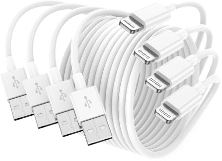BSTOEM 4Pack for iPhone Charger Cable, 2M for Lightning to USB Cable | MFi Certified Charging Lead for iPhone 14/13/12/11/Pro Max/XS/XR/8/7/6/Plus/5 SE, for iPad(white)