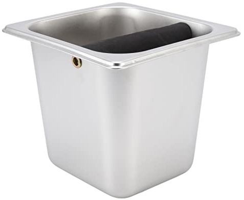 Kaffeknacklåda i rostfritt stål med stång |Inbäddningsbar kaffesoptunna sparar diskutrymme |Lättunderhåll kaffesumplåda för hem/café/restaurang |6,9x6,3x5,9 in, tung