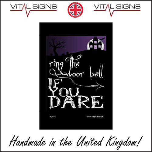 HU074 Ring The Door Bell If You Dare Sign Fun Halloween Decoration Trick Treat 150mm x 200mm Sticker/Sav - White Background