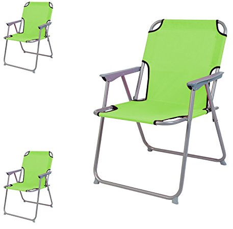 Mojawo 3 Stück Campingstuhl Faltstuhl Stoff Oxfort Lime Grün Klappstuhl Anglerstuhl Regiestuhl Angelstuhl Metall B 53 x T 46 x H 74 cm