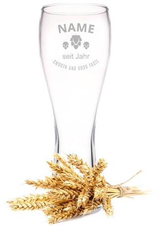 Leonardo Weizenglas mit Gravur Smooth & Good Taste Personalisiert mit Namen & Geburtsjahr - Geschenk für Papa als Vatertagsgeschenk 0,5l Bierglas Weizenbierglas als Geburtstagsgeschenk für Männer