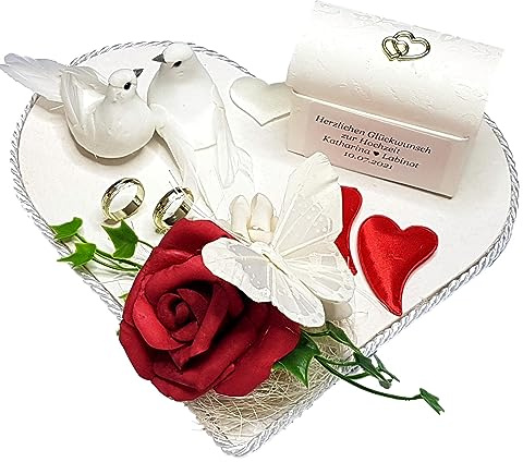Geldgeschenk Verpackung Hochzeit Flitterwochen, Rot, Weiße Taube
