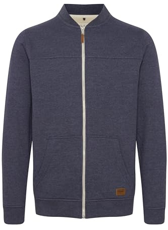 Blend BHArco herr sweatjacka collegejacka cardigan med kort ståkrage dragkedja känguruficka bomullsblandning normal passform, Marin (70230), S