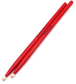 WANDIC 5A Drumsticks, Classic Lightweight Maple Wood Tip Trommelstöcke für Kinder Erwachsene, Rot