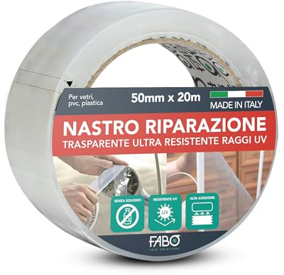 Ruban de réparation transparent Imperméable 20 m x 50 mm Résistant aux Intempéries Pour la réparation plastique des serres, des auvents, des feuilles isolantes