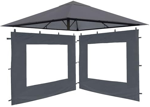 QUICK STAR Set Ersatzdach und 2 Seitenteile für Garten Pavillon 3x3m Grau RAL 7012 Antik Pavillondach Ersatzbezug Seitenwand
