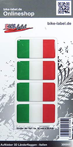 BIKE-label Auto Aufkleber 3D Länder-Flaggen Italien Italy 50 x 25mm 300005N