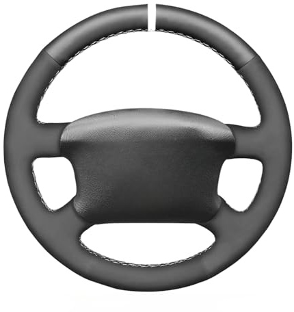 MEWANT Lenkradbezug Handstiche Lenkradhülle aus Echtleder&Wildleder Auto Lenkradschoner für Golf 4 für Passat B5 für Variant für Sharan für Bora T4 T5