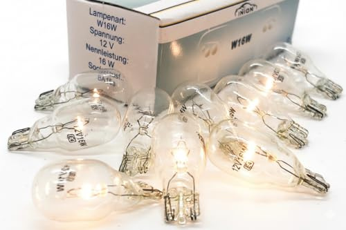 10x Stück W16W W2,1x9,5d 12V Kugellampe Auto Lampen Glühlampe Autolampen Zugelassen (W16W)