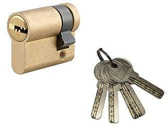 THIRARD - Demi-cylindre de serrure Tiger 6, 30x10mm, laiton, anti-arrachement, anti-perçage, 5 clés