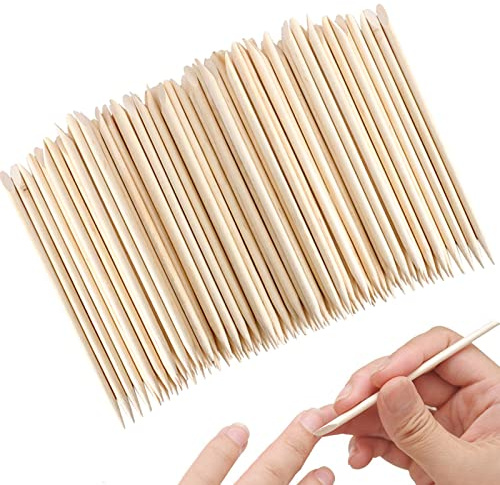 Bastoncini arancioni per unghie, set spingicuticole in legno a doppia faccia, strumenti in legno sicuri per manicure e pedicure (100 pezzi)