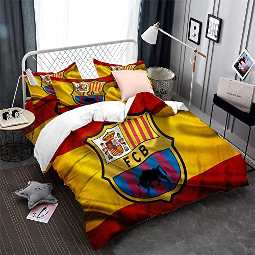 CHAOSE-FRB Équipe De Football FC Barcelone Housse De Couette Polyester Literie pour Enfants Housse De Couette Et Taie d'oreiller 90 Fils Coton (modèle 05,220x240cm(1.8M/2MBed))