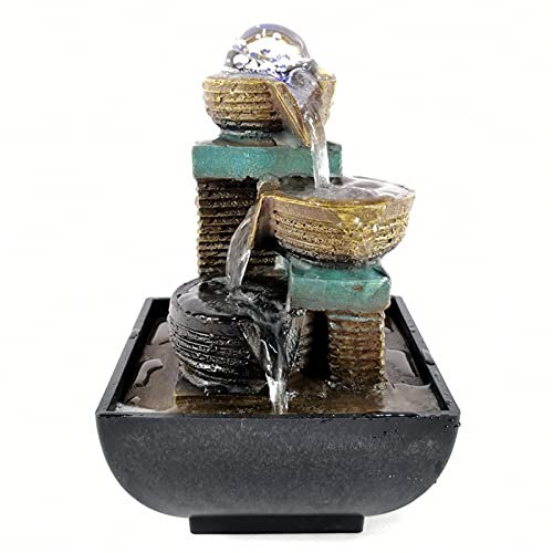 Fuente de Mesa Fuente de Escritorio Fuente esférica Fuente de la Mesa de 3 Capas Roca Roca Roca DE Roca El Sonido del Agua, Adecuada for la Oficina y la decoración del hogar Decoración de Regalo