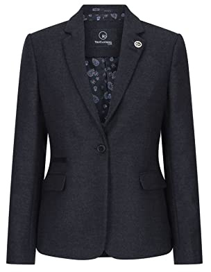 TruClothing Blazer para mujer de lana de espiga de tweed clásico elegante casual vintage a cuadros de los años 20 | Blazer para mujer | Trajes y blazers para mujer | Blazer negro para mujer | Blazer