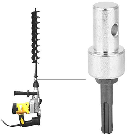 Adaptador de taladro de Barrena,Adaptador de Broca para Taladro eléctrico a Conector de barrena de Tierra,Adaptador de Barrena de Tierra,Vástago Redondo,2 pozos,2 ranuras