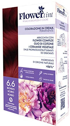 PUROBIO FLOWER TINT - COLORAZIONE 6.6 BIONDO SCURO ROSSO IN CREMA PERMANENTE ECOBIO VEGANO