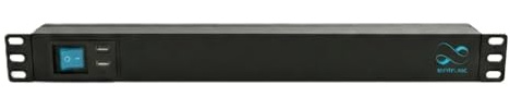 Infitronic INSV1006 19 Zoll PDU 1HE, 8-Fach Steckdosenleiste, 8X Rückseitige Schuko-Dosen, 2X USB-A & Schalter Frontseitig, LED Schwanenhalslampe, 3680W 16A, Aluminium, Serverschrank, Schwarz