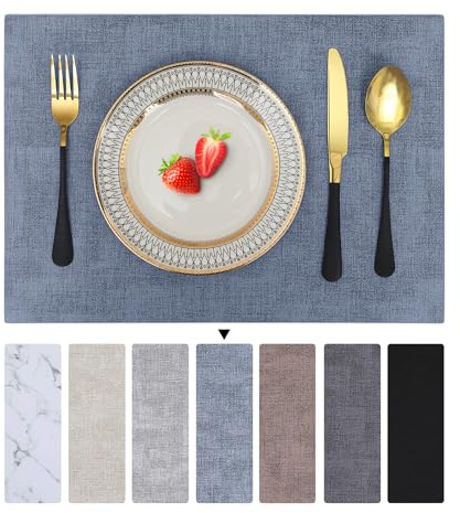 Homaxy Tischsets Abwaschbar 6er Set, Blau | Doppelseitig, Hitzebeständig Platzsets aus Kunstleder, Wasserdicht, Rutschfest, langlebig, für Küche & Esszimmer