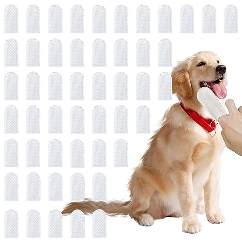 Lot de 50 lingettes jetables pour dents de chien, brosses à dents jetables pour chiens et chats