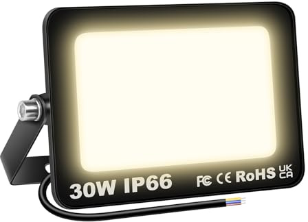 SKYWORLD 30W Projecteur LED Exterieur, 3000LM 3000K Blanc Chaud | Spot LED Extérieur, IP66 Etanche Luminaire Exterieur Eclairage de Sécurité pour Patio Jardin Garage Terrasse Usine Entrée