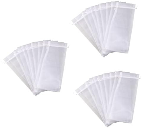 SOLUSTRE 3er-sets Organza-weinbeutel Elegant Organza Weinflaschenhülle Kordelzug Weiß Transparent Für Partys 37 X 15 Cm 10 Stück * 3
