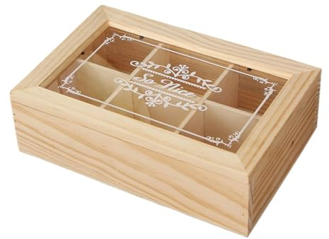 MagiDeal Scatola da tè in legno Scatola portaoggetti per tè Piccola scatola in legno divisa con coperchio Organizzatore per riporre il tè Porta bustine di tè