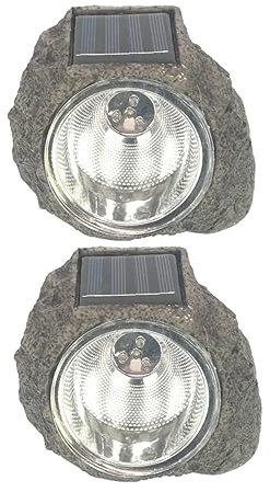 OSALADI 2 Stück Solar Led Flutlicht Strahler Simulationsstein Lampe Garten Außen Rasenbeleuchtung