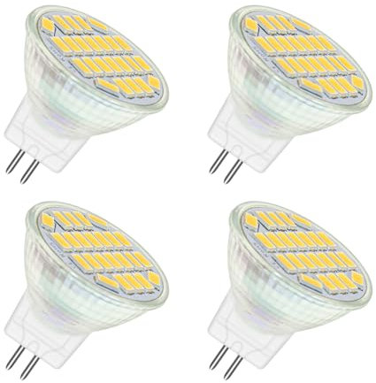 Akynite Faretto MR11 GU4 12V 4W LED Luce Naturale 4000K, 120°, 400LM, Ø35mm MR11 35W Alogene Equivalente, AC DC 12V-24V GU4 Faretto LED per Cappa Cucina Camper, set di 4