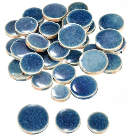 QUARKZMAN 100g de Carreaux de Mosaïque en Céramique Pour L'Artisanat en Vrac, Carreaux de Céramique Bleu Craquelé Pour Kits de Mosaïque, Pas Japonais, Dessous de Verre