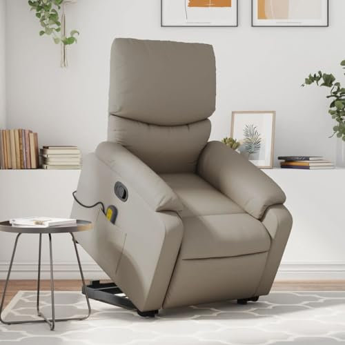 Homgoday Massagesessel mit Aufstehhilfe, Relaxsessel, Aufstehsessel Fernsehsessel mit Liegefunktion Ruhesessel Liegesessel TV Sessel, für Wohnzimmer Cappuccino-Braun Kunstleder