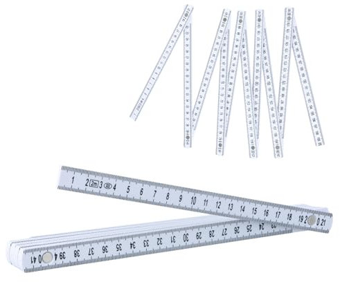 Gliedermaßstab Kunststoff, 2 Meter Zollstock, Meterstab mit 10 Glieder, Starke Haltbarkeit, Meterstab Geschenk für Alle Heimwerker, Haus, Hobby & Werkstatt (Weiß)