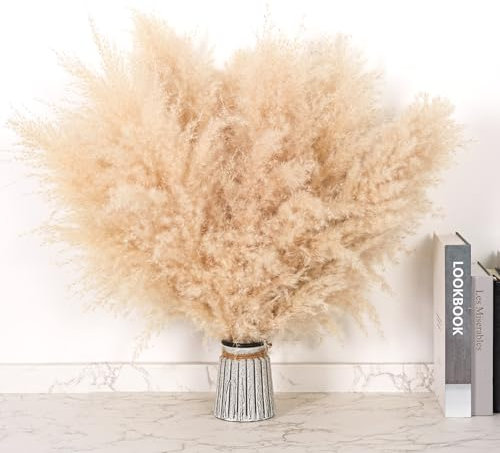 DATEFUN Pampas Decorative - 10 Pezzi Fiori Secchi Decorativi 43 cm - Piume Erba Della Pampas Naturali per Matrimoni, Boho Decor, Home Decor